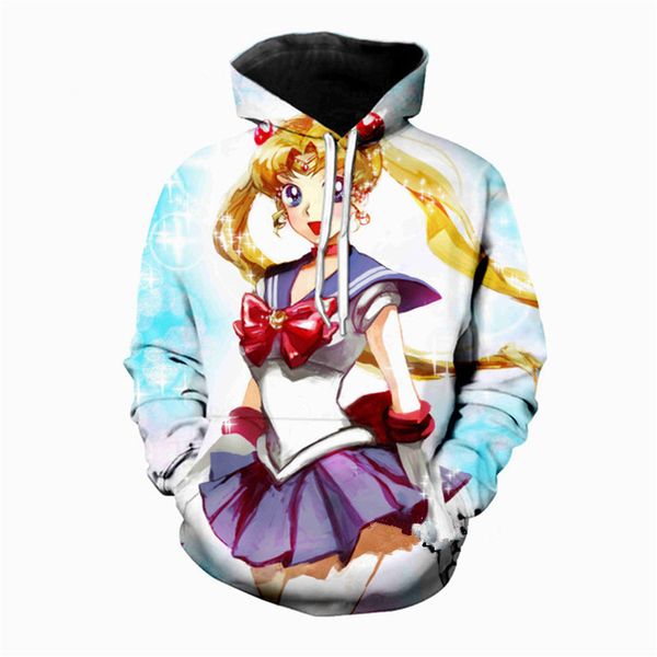 

new fashion casual harajuku hoodies 3d print cute sailor moon hoodies pullovers graphic sweatshirts a72, Black