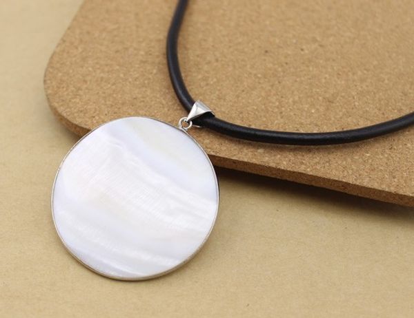 

1pc natural round pearl white shell pendant necklace jewelry making diy findings pendants charms f1134, Bronze;silver