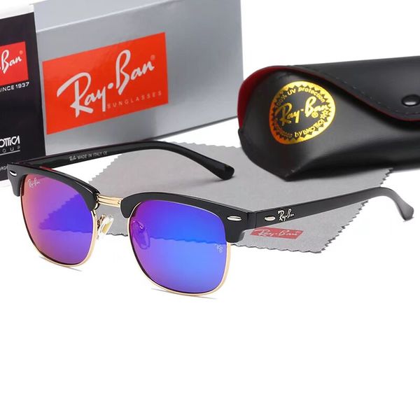 

nnngfg 2020 classic oval sunglasses men women brand designer alloy frame vintage eyewear driving sun glasses with cases and box, Blue;gray