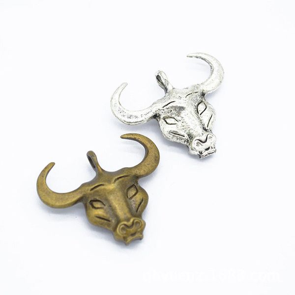 

50 pcs bull charms,antique bronze & silver heavy thick bulls cows heads double sided charms pendant 33*28mm