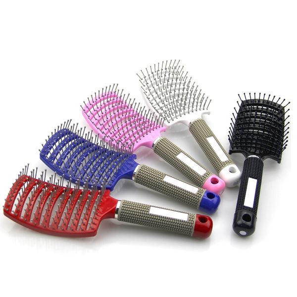 Escova de cabelo profissional Anti-estático Curvo Row pentear o cabelo penteado Scalp Massager Ferramentas Hairbrush Barber cabeleireiro Estilo New Popular