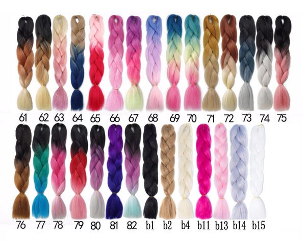 Trecce Kanekalon Intrecciare i capelli all'uncinetto Capelli sintetici Ombre 24 pollici 100G Jumbo Braid Har Extensions