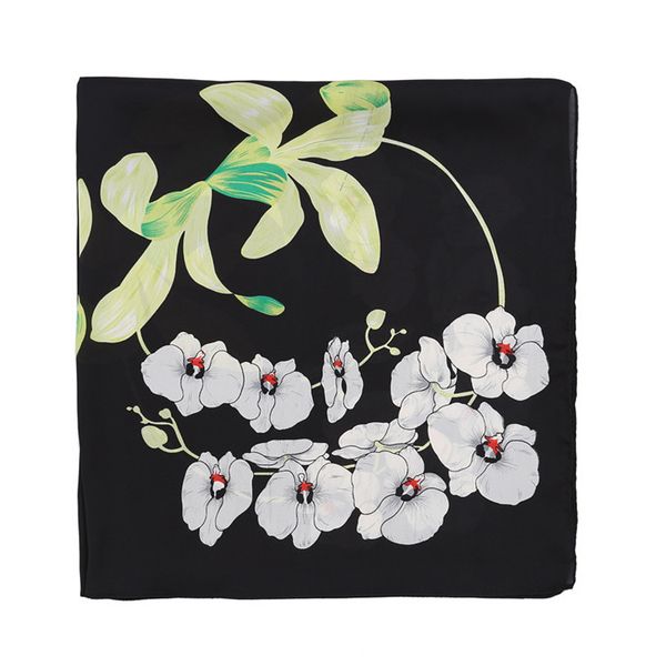

neckerchief 100% twill foulard scarf women lady flowers scarves silk silk female square china 70cm*70cm shawls office bandana ttuqj, White;black