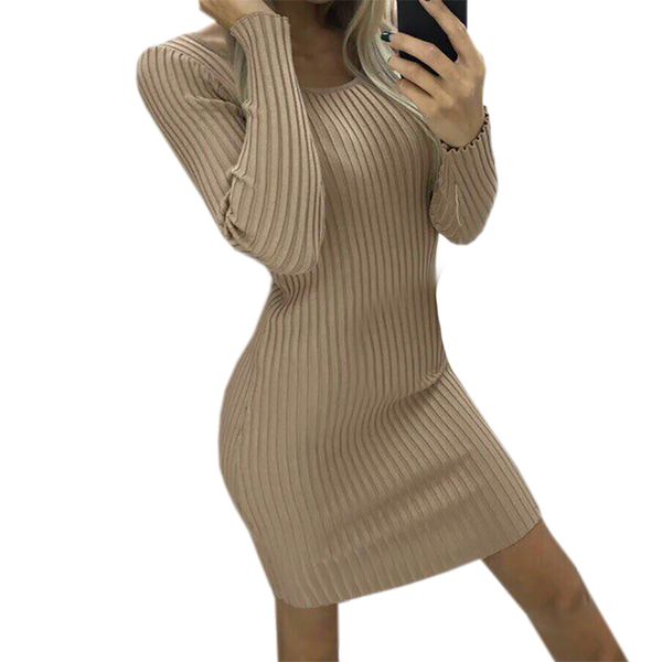 

knitted bodycon dress 2018 women autumn dress long sleeve female plus size winter robe feminina, Black;gray