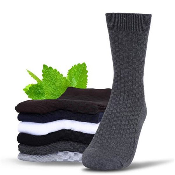 

new arrivals men bamboo business socks cotton anti-bacterial breathable sweat absorption deodorant socks male middle long sock, Black