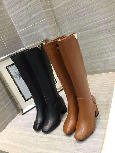 

black brown leather woman knight boots gold embellished winter autumn runway roman fashion martin boots knee high shoes suede booties