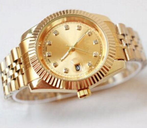 

relogio masculino mens watches luxury dress designer fashion black dial calendar gold bracelet folding clasp master male 2017 gifts couples, Slivery;brown