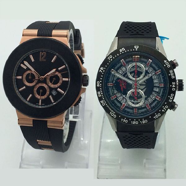 

Роскошные Мужские Часы Резиновый Ремешок Япония Кварцевый Хронограф Movemen Montre De Lux