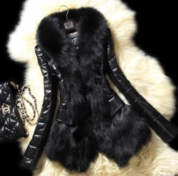 

new faux leather jacket female women winter coat thickening cotton winter jacket womens outwear fur for women, Black