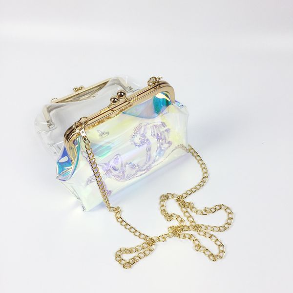 

fashion women's clear chain crossbody bag clutch shoulder bag small satchel mini handbags purse gift pvc bags summer bag beautiful