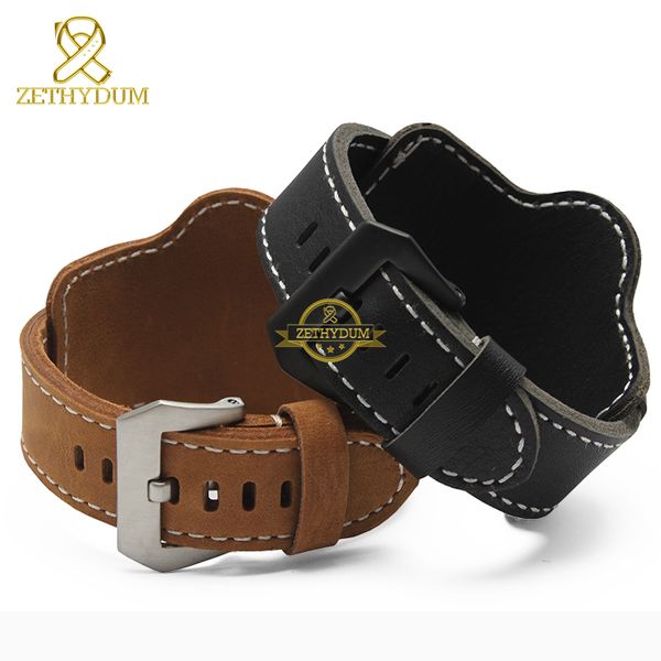 

fashion genuine leather bracelet watch strap mens watchband wristwatches band nubuck 20mm 22mm 24mm 26mm watchbands wristband, Black;brown