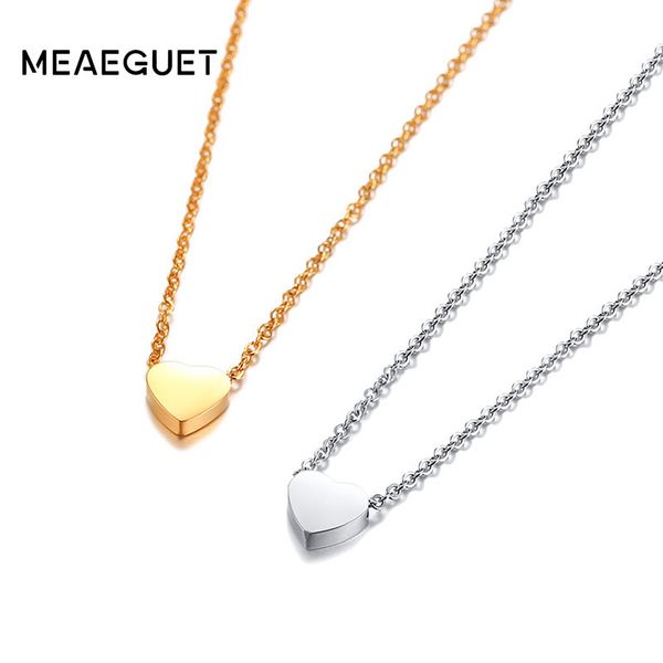 

dainty heart style pendant silver gold color woman necklace stainless steel no fade charm chokers love jewellery girlfriend gift