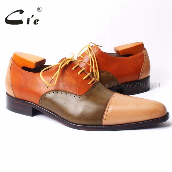 

cie pointed cap toe mixed colors lace-up oxford handmade 100%genuine calf leather bottom outsole breathable men's shoe ox304, Black