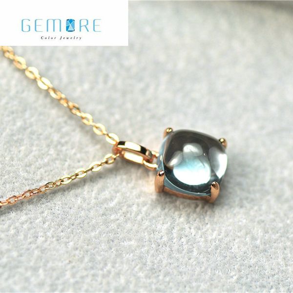 

gemore cushion natural blue gemstone 5.2ct sky blue z 925 sterling silver women fashion pendant fine jewelry