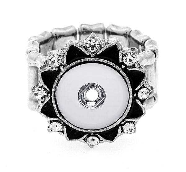 

new diy snap button jewelry fashion crystal snap rings adjustable szie mini rings fit 12mm snap jewelry, Silver