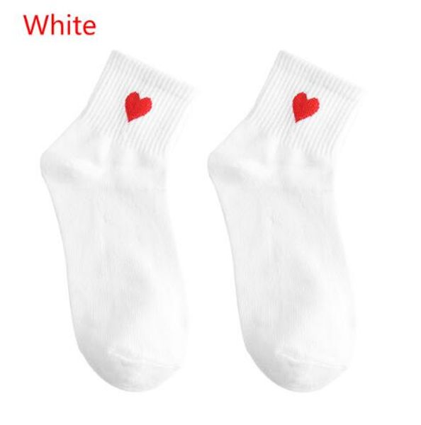 Meias masculinas 10 pares, novas meias kawaii fofas com padrão de coração vermelho, algodão macio e respirável, tornozelo alto, casual, confortável, estilo de moda de alta qualidade