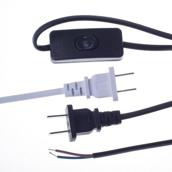 

1.8M Black White Plug Wire with Switch 2 Core Power Cord with White Copper Core 2 Pin Plug with Switch Cord
