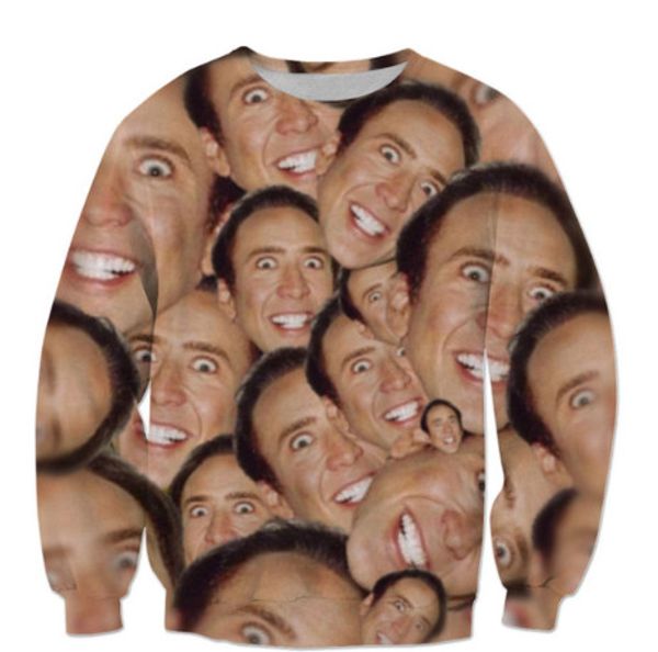 

new fashion star actor nicolas cage crazy funny 3d print sweats fashion clothing women men sweatshirt casual pullovers k30, Black