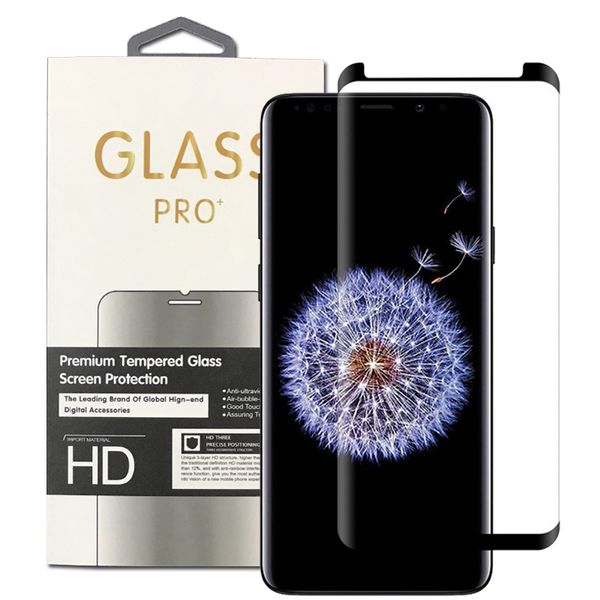 Für Samsung Galaxy Note 9 S9 S8 3D gebogene Displayschutzfolie aus gehärtetem Glas, hüllenfreundlich für Note 8 S7 Edge mit Einzelhandel