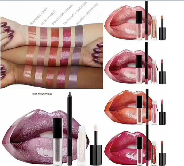 

hot newest Beauty makeup Big mouth set of lip pencil +mini liquid lipstick+mini lipgloss 5 colors with retail box dhl free +gift