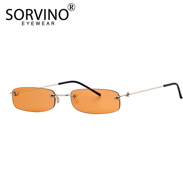 

sorvino small orange rimless rectangle sunglasses 2018 men women 90s designer tiny narrow frameless tint sun glasses shades sp40, White;black