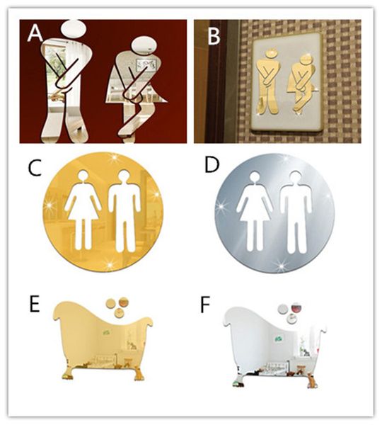 3d Mirror Sticker Funny Wc Toilet Door Entrance Sign Men Women Wc Toilet Door Entrance Sign Men Women