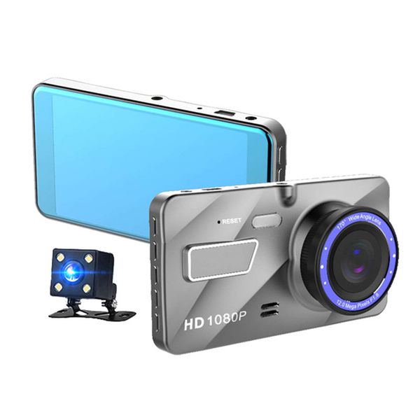 

1080p car dvr vehicle driving recorder car black box 4" display zinc alloy case 170 degrees 2 lens front and rear