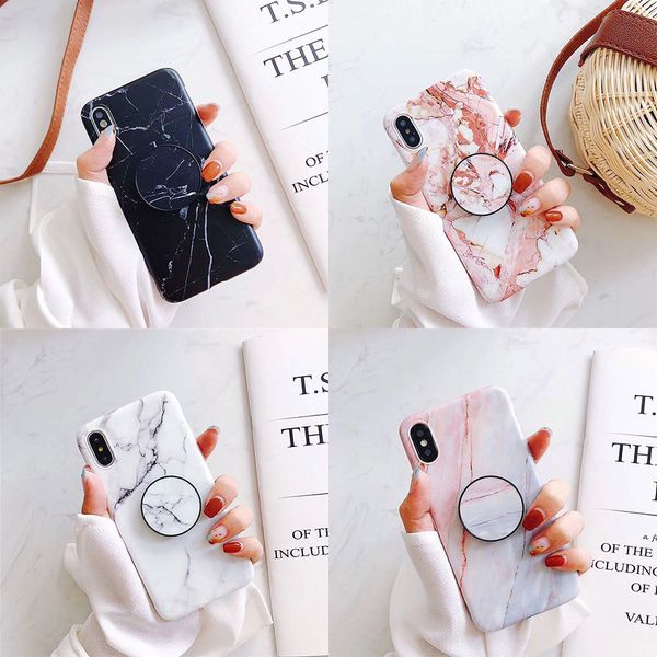 

iPhone XS Max XR 6 7 8 Plus Мрамор Положите держатель Стенд Мягкая крышка ТПУ чехол