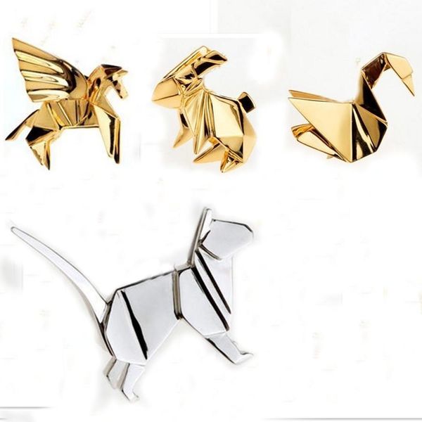 Großhandel Großhandel Modeschmuck Zubehör Metall Papier Gefaltet Flexagon Origami Tier Einhorn Kaninchen Kran Katze Brosche Von Kampuck 3205 Auf