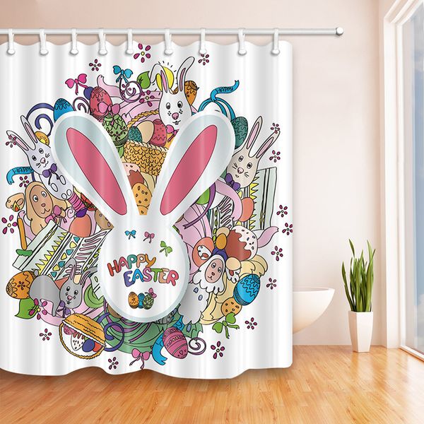 

180*180cm bath room curtains for easter 180*210cm easter shower curtain waterproof bathroom eater rabbit curtains with hooks