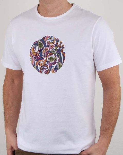 

Довольно Зеленый Thornley Пейсли Логотип Футболка в Белом Винтаж 2018 Высокое качество