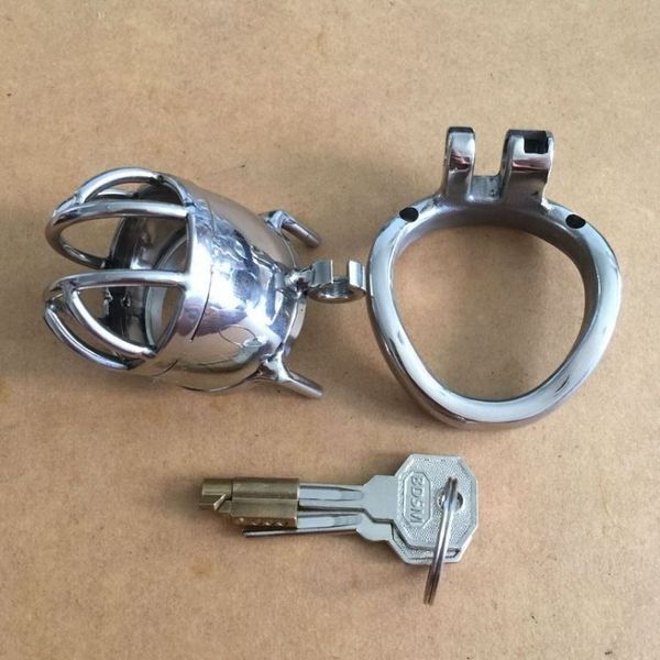 Dispositivi di castità Maschio Cintura di castità Nuovo Design ad anello in acciaio inossidabile Blocco a gabbia T#76