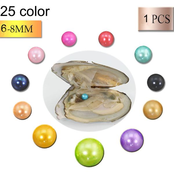 

2018 new 6-7mm round oyster pearl 25 mix color freshwater natural pearl gift diy loose decorations vacuum packaging a-0055, White