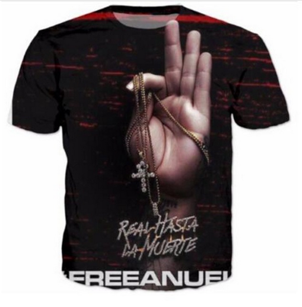 

fashion mens/womans frre anuel summer style funny 3d print casual t-shirt plus size zgx019, White;black