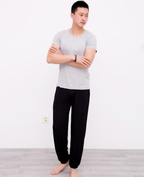 

plus size pajama bottoms bloomers 2018 summer autumn men women loose sleepwear cotton modal lounge pants ale, Black;brown