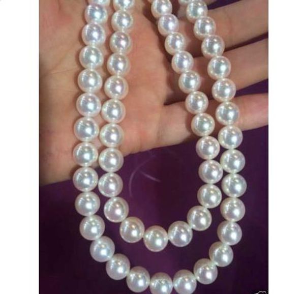

36'' 10-11mm south sea genuine white pearl necklace white gold 14k, Silver