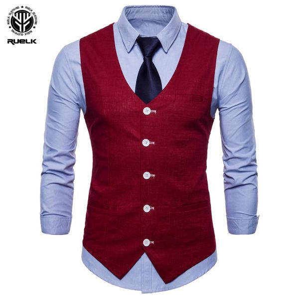 

ruelk 2018 linen thin section simple men's casual vest single-breasted sleeveless vest multi-color optional, Black;white