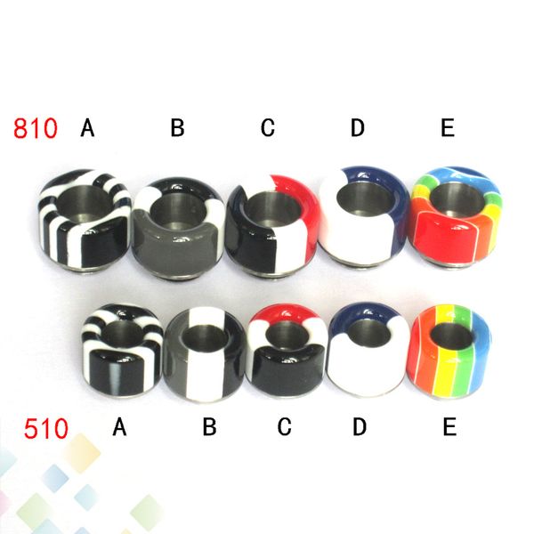 

Stripes SS Drip Tip 810 510 Thread Wide Bore Mouthpiece for TFV8 baby TFV12 Prince Vaporizer Atomizer with Acrylic packaging DHL Free