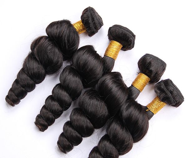 

3 bundles loose wave virgin hair extensions natural color brazilian hair weave 100gr one piece, Black