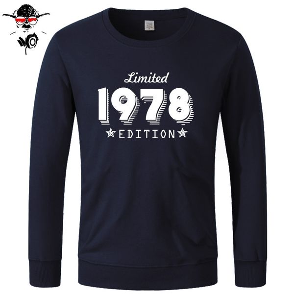 

sweatshirts edition 1978 born 40th year birthday age trend limited present long sleeve o-neck for men hoodies, sweatshirts, Black