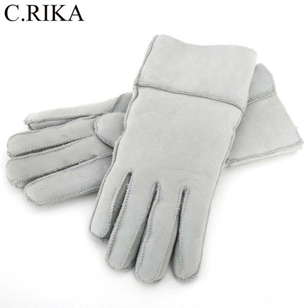 

winter fashion women woolen gloves real leather wool fur girl' sheepskin gloves quality women for, Blue;gray