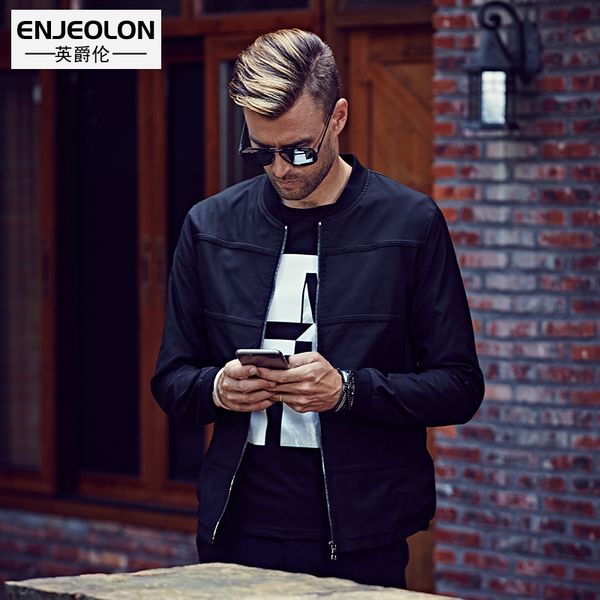 

enjeolon brand 2017 polit bomber jackets men,casual windbreaker black men tactical coats puls size 3xl male clothes wt0221, Black;brown