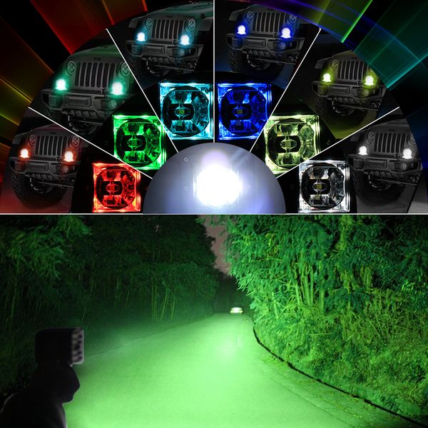 Super Cool Universal Rgb 15w Led Work Light For Car Suv Vehicle Jeep Wrangler Lada Decorative Atmosphere Lights Background Led Lighting Bar Work Light