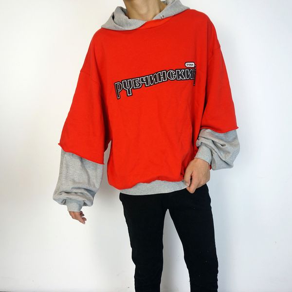 

18FW Gosha Rubchinskiy Hoodies Fashion Поддельные из двух частей Европа Америка Толстовка с капюшо