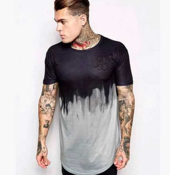 

SIZE M-2XL Men Silk Kanye West Sik Silk Men Casual Hip Hop Irregular cut Zipper Short Sleeved T-shirts Black White red