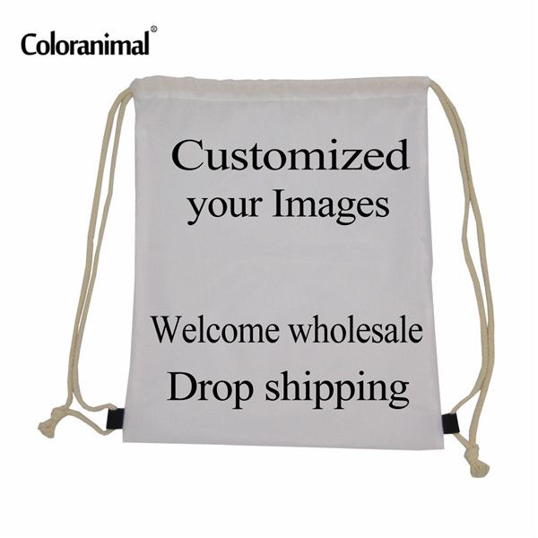 

instantarts customized your image pattern reusable drawstring bag women men children small school backpack bolsa feminino mujer