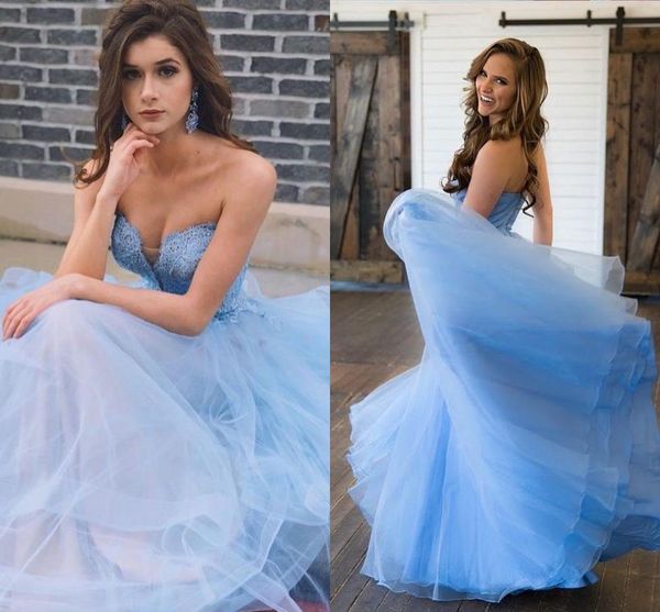 

blue lace tulle long prom dresses sweetheart puffy floor length evening dresses custom made party dresses zipper up, Black