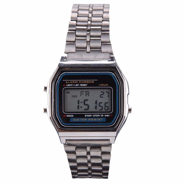 

fashion gold silver watches men vintage watch electronic digital display retro style watch, Slivery;brown