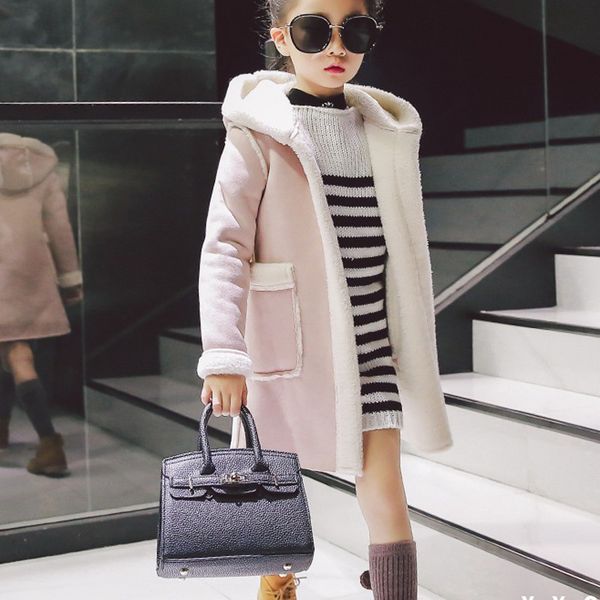 

new girls winter coats suede fleece hooded kids jackets pink and red color girls jacket, Camo