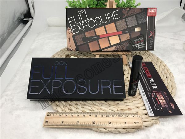 

Hot Full Exposure Eyeshadow palette+ mascara + double-ended shadow brush 14 must-have neutral shades Eyeshadow Kit real photo high quality